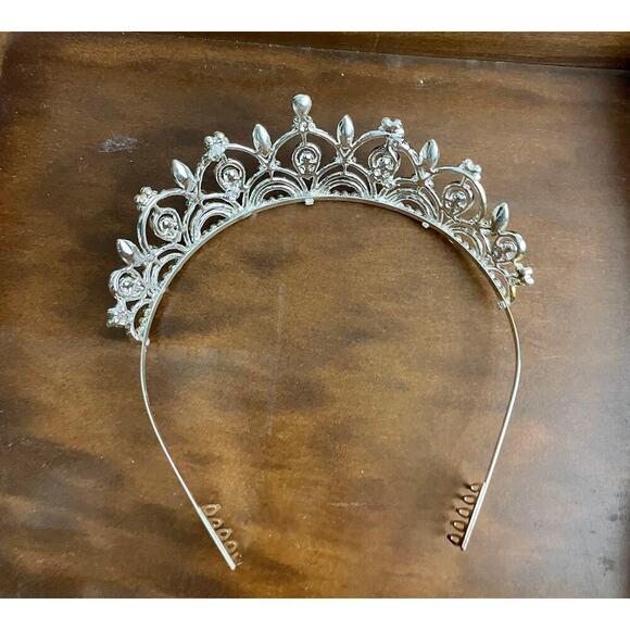 Clear Rhinestone Silver Tone‎ Metal Tiara Crown Comb NEW Bridal Hair Accessories - Picture 10 of 14
